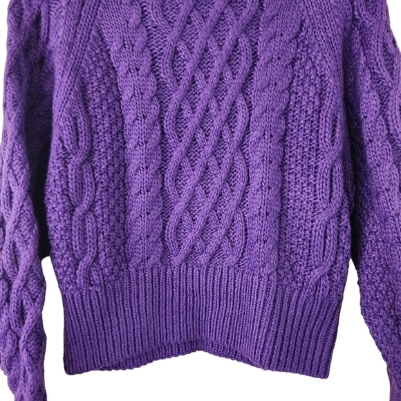 NWT H&M purple long-sleeve cable knit wool  sweater top jumper - Picture 6 of 15